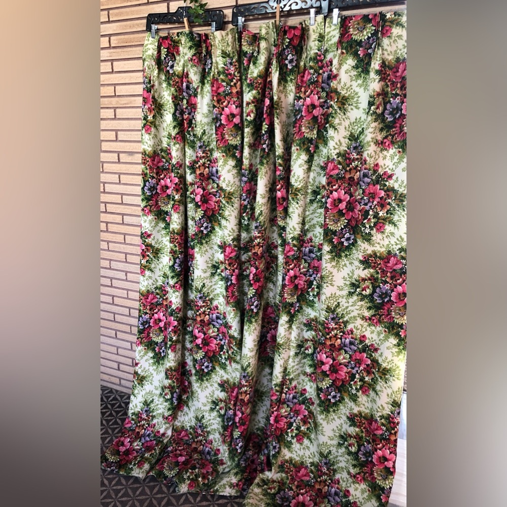 70/80's Floral Curtains - 78" long - Bedroom Drapes - Floral Drapes - 80's Decor